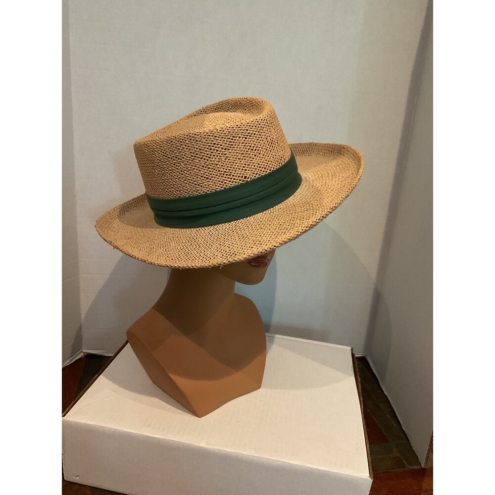 Summer Club- Straw Panama hat with green hat band - one size - Picture 5 of 12